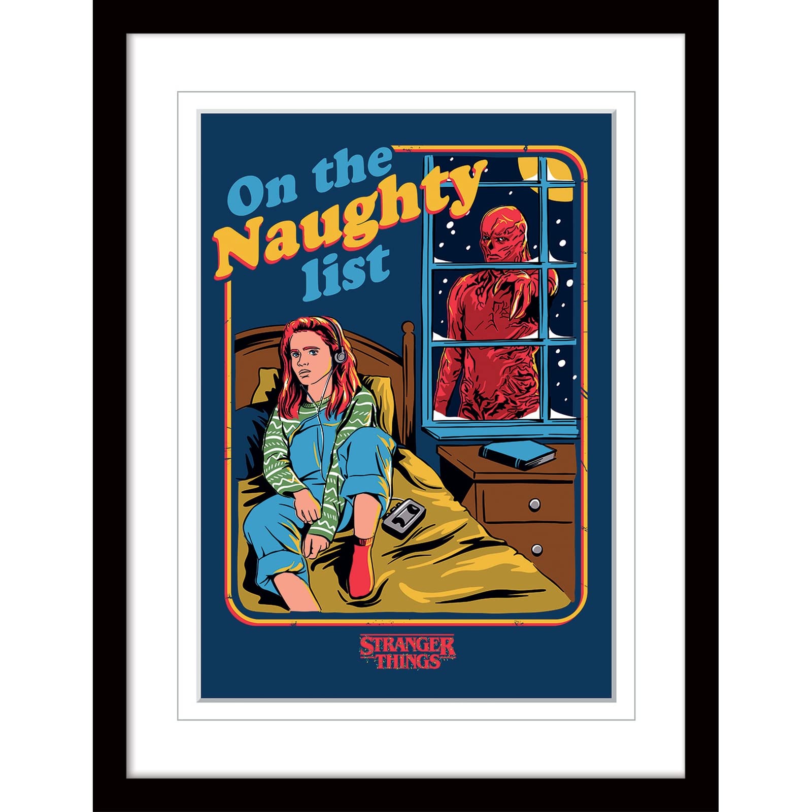 Pyramid International Stranger Things Poster with Border and Black Frame (Christmas Naughty List Design) 30cm x 40cm Frame and Stranger Things Wall Art - Official Stranger Things Merchandise