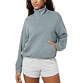 ODODOS Women's Modal Soft Cinchable Sweatshirts Half Zipper Funnel Neck Oversize Pullover with Pockets