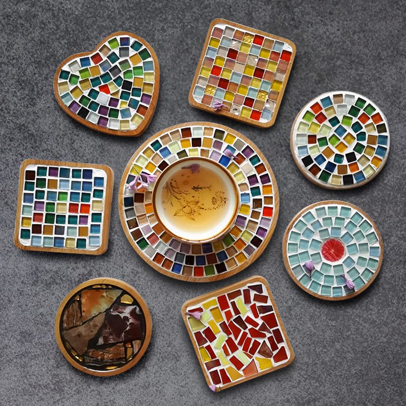 1.5lb Mosaic Tiles Assorted Iridescent Crystal Mosaic Tiles for Crafts, Glass Mosaic Pieces Set with Box 680g DIY Picture Frames Handmade Jewelry Art Decoration Gifts (Multi Colors Set)