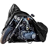 New Generation Motorcycle Cover ! XYZCTEM All Weather Black XXXL Large-Waterproof Outdoor Protects Fits up to 118 inch for Harley Davidson, Honda, Suzuki, Yamaha and More