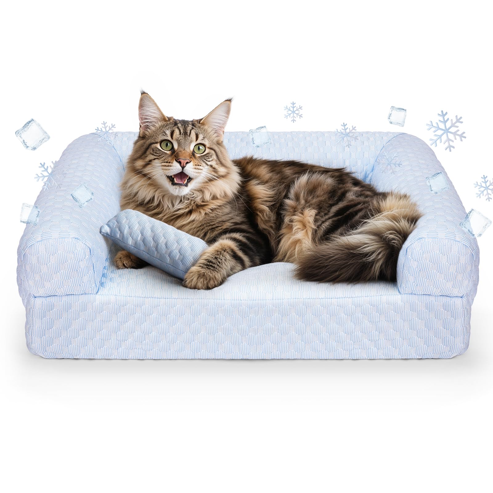 Photo 1 of Cat Bed, Cat Beds for Indoor Cats, Summer Cooling Pet Sofa Bed, Washable Medium Pet Bed for Puppy and Small to Large Kitten with Anti-Slip Bottom, Fits Up to 65lbs Pets