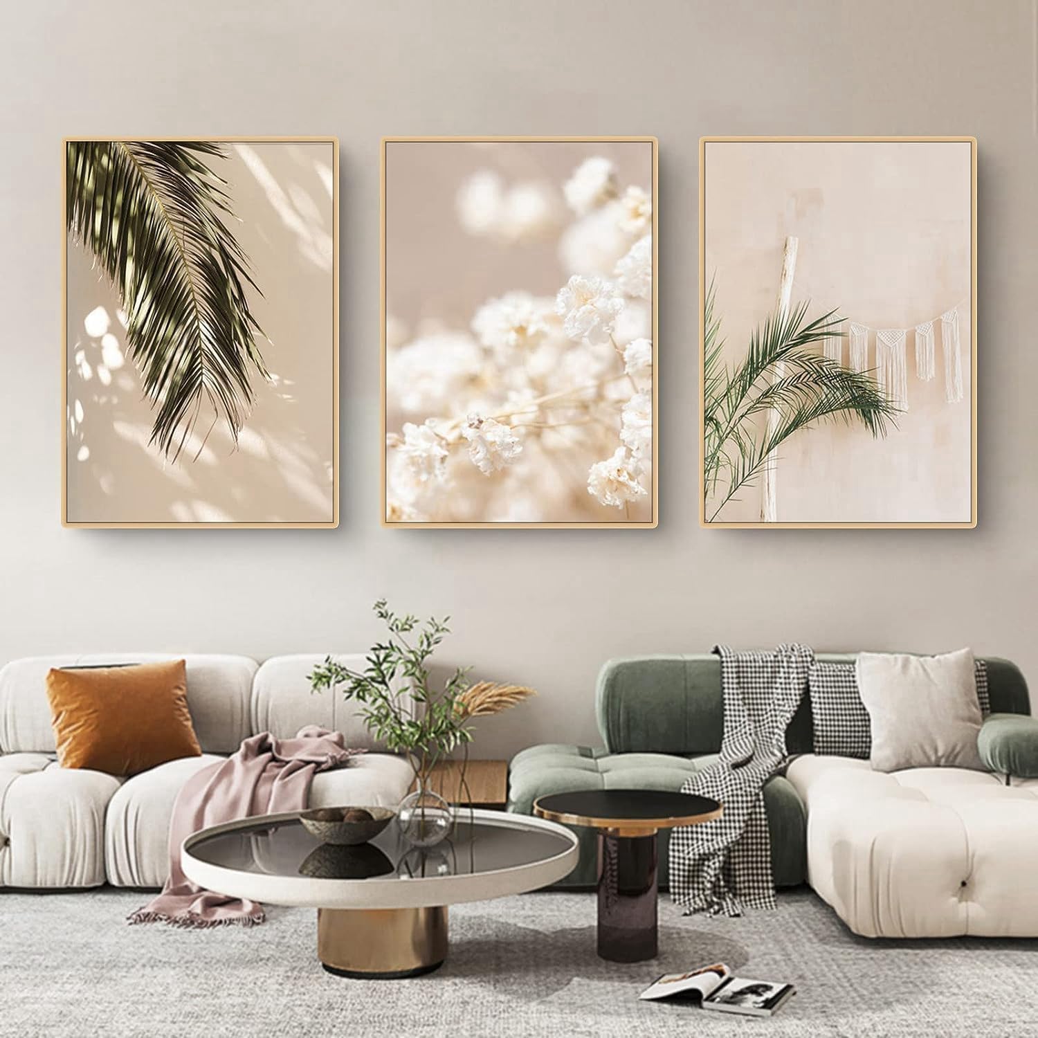 LPFNSF Beige Home Decoration Poster, Modern Reed Plant Decoration Landscape Painting, Bedroom, Living Room, Office Background Wall Decoration Poster, Frameless. (Style 12, 20x30cm*3)