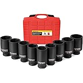 DAYUAN 9 Pcs Axle Nut Hub Impact 1/2" Drive Deep Impact Socket Set | 29 30 31 32 33 34 35 36 38mm, 6-Point Design，Locking Hole，For Axle Nut Removal，Fits Most Vehicles, Storage Case, Cr40 Steel