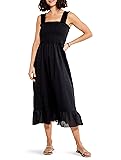 NIC+ZOE Women's Cotton Lawn Smocked Dress, Black