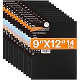 CONDA Black Canvases for Painting 9x12 inch, Pack of 14, 100% Cotton Acid-Free, 8 oz Gesso-Primed, Canvas Panels, Art Boards for Oil & Acrylic Painting