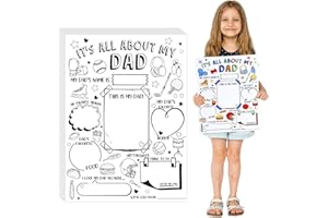 Resurhang 50 Pcs Father's Day Color Your Own About Dad Coloring Posters for Kids Children Crafts for Kids Home Classroom Activities