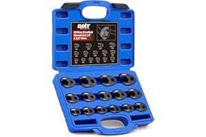 Orion Motor Tech Crowfoot Wrench Set for 8 to 24 mm Flare Nuts, Crowfoot Flare Nut Tool Kit, 15 Piece Large & Small Metric Wr
