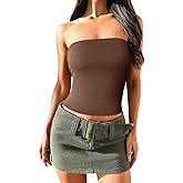 Imily Bela Womens Summer Tube Tops Strapless No Pad Clubwear Y2K Going Out Stretchy Basic Casual Cami Tops