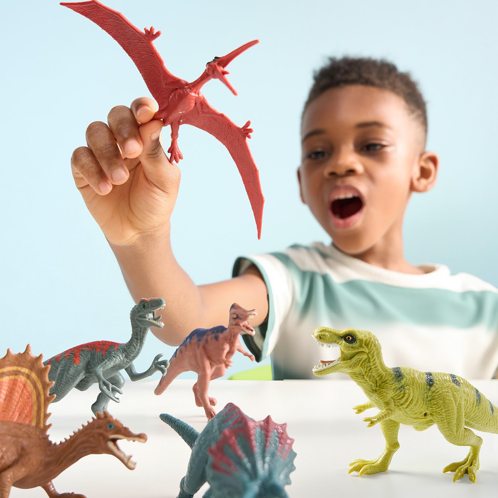 JOYIN Dinosaur Toys with Activity Play Mat & Storage Cage, 19 PCS Realistic Dinosaur Figures & Trees for Toddlers Kids Ages 3-5, Ideal for Boys and Girls Gift