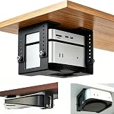 8-Level Height Adjustable Metal Under Desk Mini PC Mount Bracket | 1.8" to 3.9" height adjustable, with two different interchangeable lower components, Side Port Design, Space-Saving
