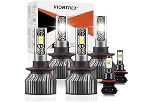 VIONTREX Compatible for Ford F250 F350 F450 Super Duty 2005-2022 Light Bulbs,9008 High Beam 9008 Low Beam 9005/9145 Fog Lights 6000K White Light Combo Kit, Plug-N-Play,Powersports Bulbs,6-Pack