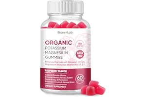 BIONERLAB Potassium Magnesium Gummies with Vitamin D3 B6 C - High Absorption Potassium 99mg Magnesium Glycinate 250mg Chewable Supplements for Women Men Adults Kids
