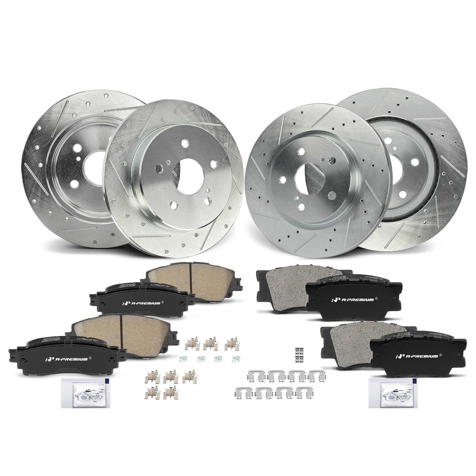 Photo 1 of ***SEE NOTES***
A-Premium Front and Rear Drilled and Slotted Disc Brake Rotors + Ceramic Pads Kit Compatible with Select Toyota Models - Camry 2018 2019 2020 2021, 12-PC Set