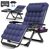 Suteck Oversized Zero Gravity Chair,33In XXL Lounge Chair w/Removable Cushion&Headrest, Reclining Camping Chair w/Upgraded Lock and Footrest, Reclining Patio Chairs Recliner for Indoor Outdoor,500LB