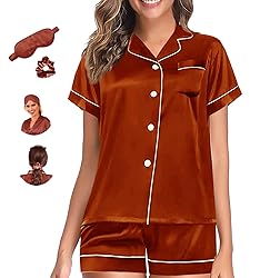 WJing Yi Jia Womens Pajama Sets XS-4XL Silk Satin