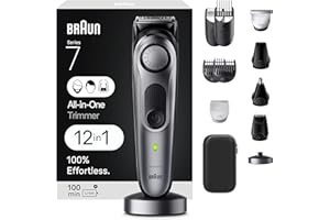 Braun All-in-One Men's Shaving Kit Series 7 7440, 12-in-1 Beard, Face, Nose, Ear Trimmer, Hair Clippers, Body Groomer and Manscaping + Travel Case + Charging Stand, Holiday Gifts for Men