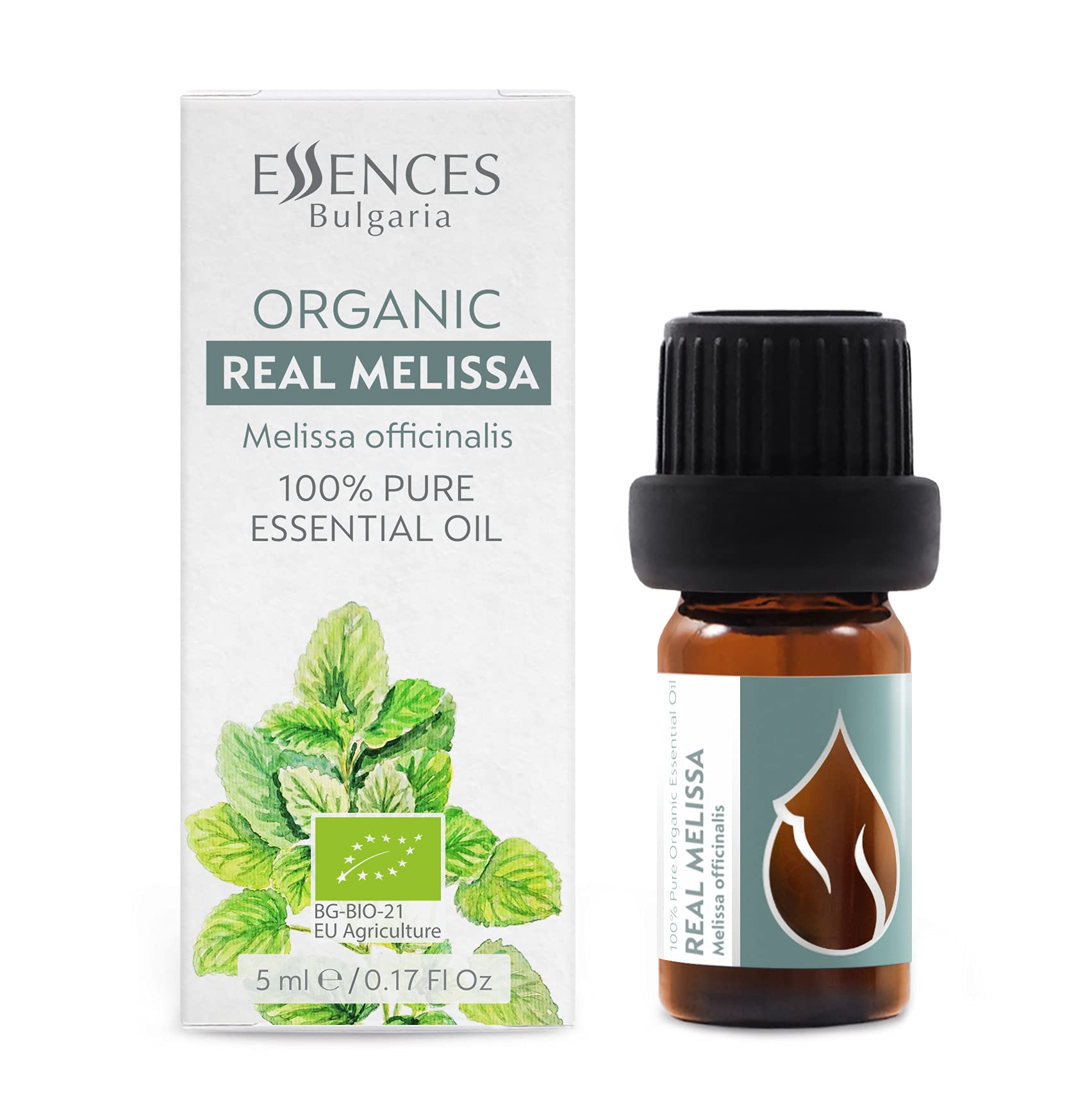 Essences Bulgaria Organic Real Melissa Essential Oil 5ml | Melissa Officinalis | 100% Pure and Natural | Undiluted | Therapeutic Grade | Family Owned Farm | Steam-Distilled | Non-GMO