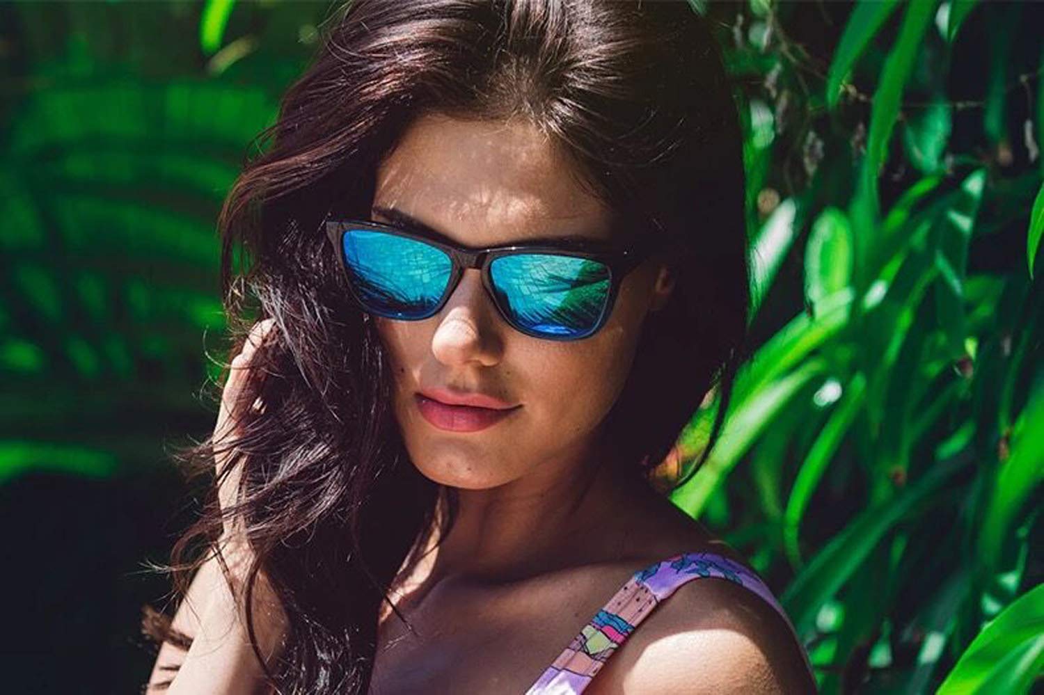 Ablibi Bamboo Wooden Wayfarer Sunglasses Polarized Driving Eyewear in Wood Box (Zebra Wood, Blue)