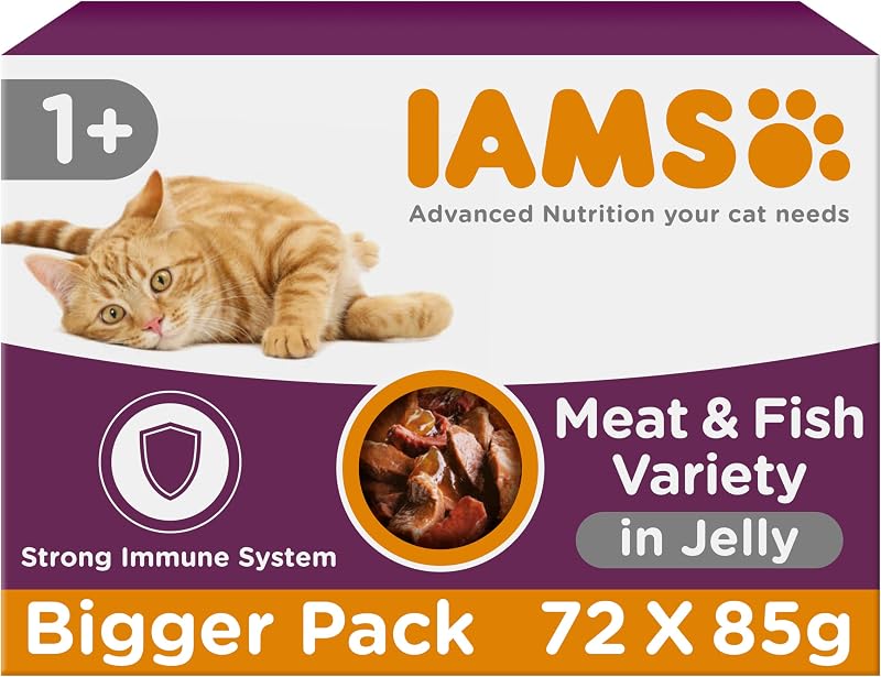 IAMS Adult Wet Cat Food Land & Sea in Jelly 72 x 85g