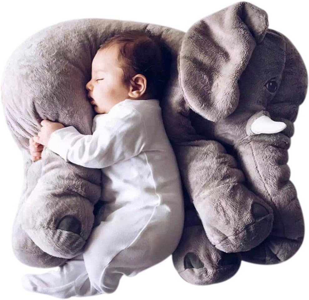 MJTP Sweet Baby Plush Elephant Toys Plush Sleeping Pillows Stuffed Elephant Animals Toys Elephant Birthday Gift for Baby (Grey, L)