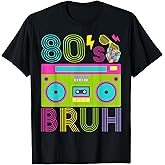 Retro 80s Bruh Outfits for Boys 1980s Party Outfit Eighties T-Shirt