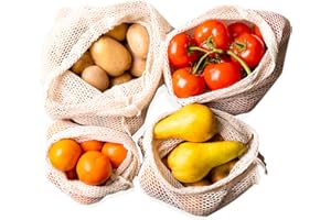 Mesh Produce Bag with Drawstrings | Washable Cloth Bag Bulk Food Storage Bags