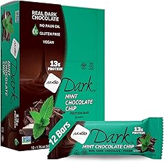 NuGo Dark Chocolate Mint Chocolate Chip, 13g Protein Bar, Vegan, Gluten Free, Non-GMO, Kosher Pareve, 12 Count