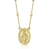 Ross-Simons Italian 18kt Gold Over Sterling Miraculous Medal Bead Station Necklace