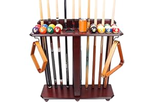 GSE Games & Sports Expert Corner-Style Floor Stand Billiard Pool Cue Racks with Score Counters, Holds Pool Cue Sticks, Balls Set, Ball Racks