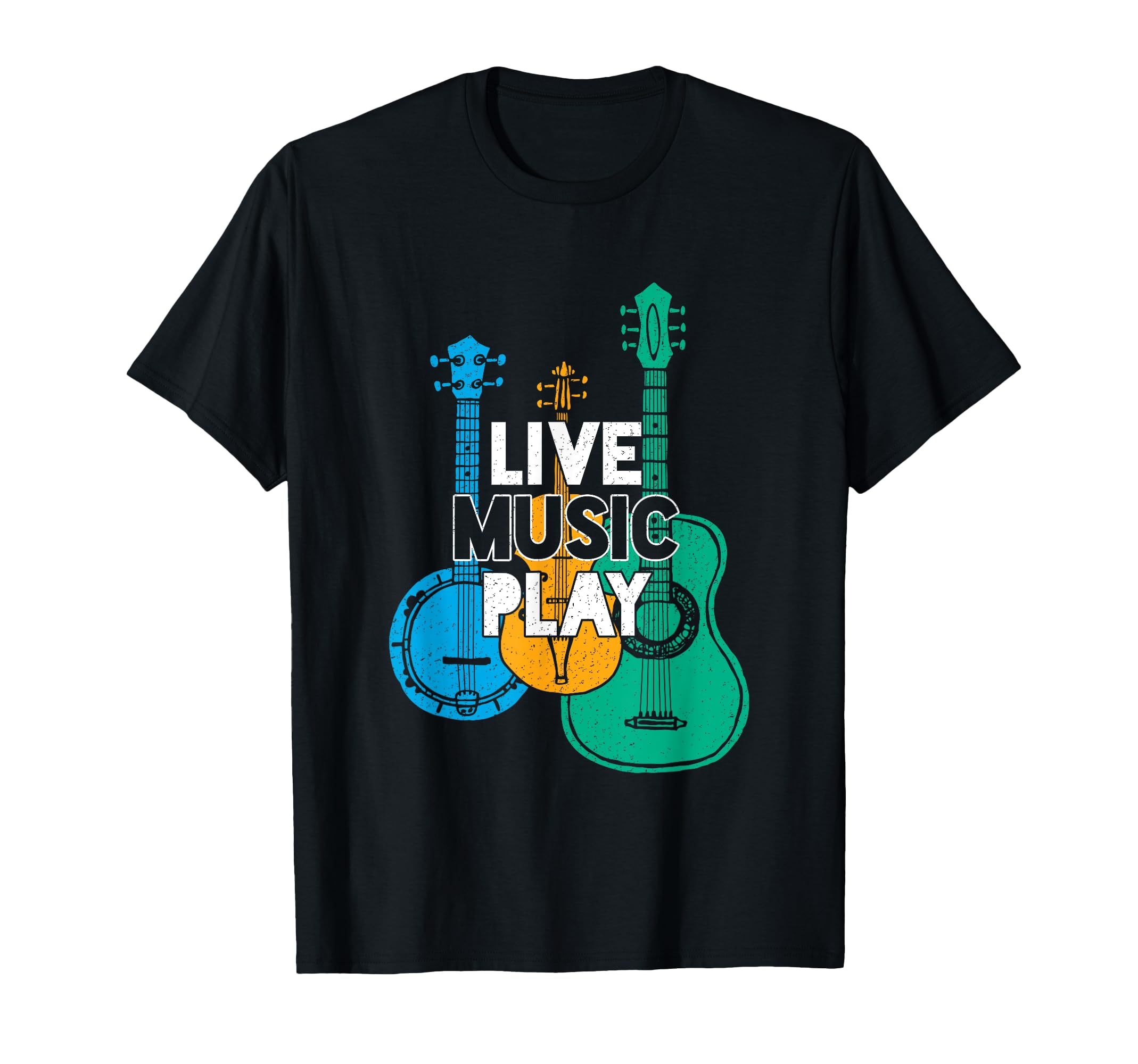Live Music Play Guitar Mandolin Banjo Bluegrass Musician T-Shirt