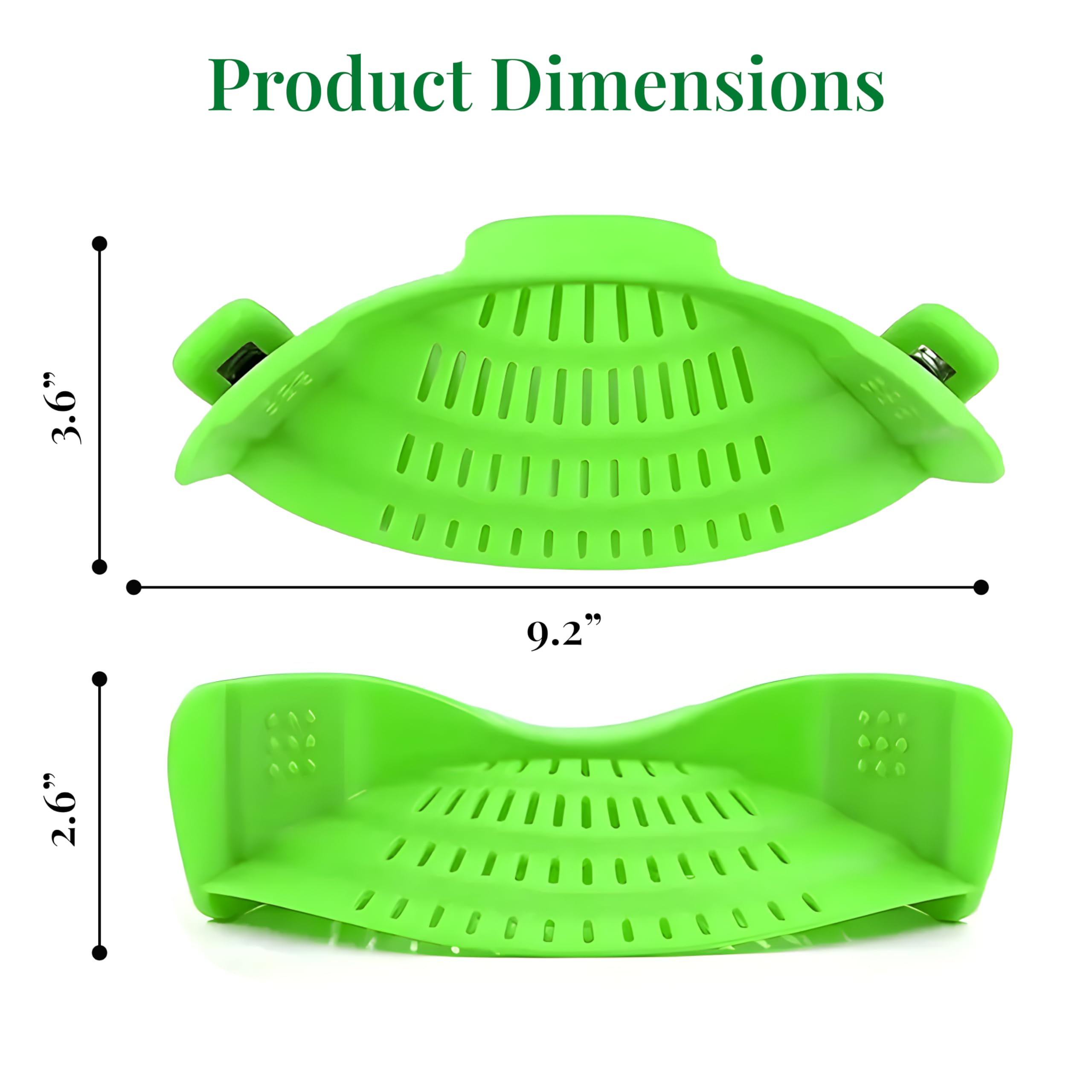 Kitchen Gizmo Snap N' Strain Clip On Strainer for Pots and Pans - Collapsible Silicone Pasta Strainer and Kitchen Gadget for Cooking - Easy to Use, Heat Resistant and Space Saving Colander - Green