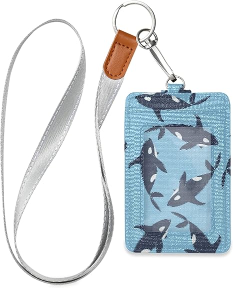 Amazon Co Jp カードホルダー パスケース ネームホルダー Idカードホルダー バッジホルダー かわいい クジラ 海物語 定期入れ Idカードケース 社員証 Puレザー 両面用 キーリング付き レディース 名札ケース ストラップ付き メンズ ホーム キッチン
