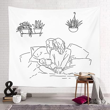 Amazon Co Jp タペストリー 線画 女の子 風景 タペストリー 装飾 壁掛け ウォールステッカー 間仕切り おしゃれ Mm0 150 インテリア 寝室 カーテン 部屋飾り 新築お祝い 結婚お祝い プレゼント アートポスター トップ飾り スタイルー ホーム キッチン
