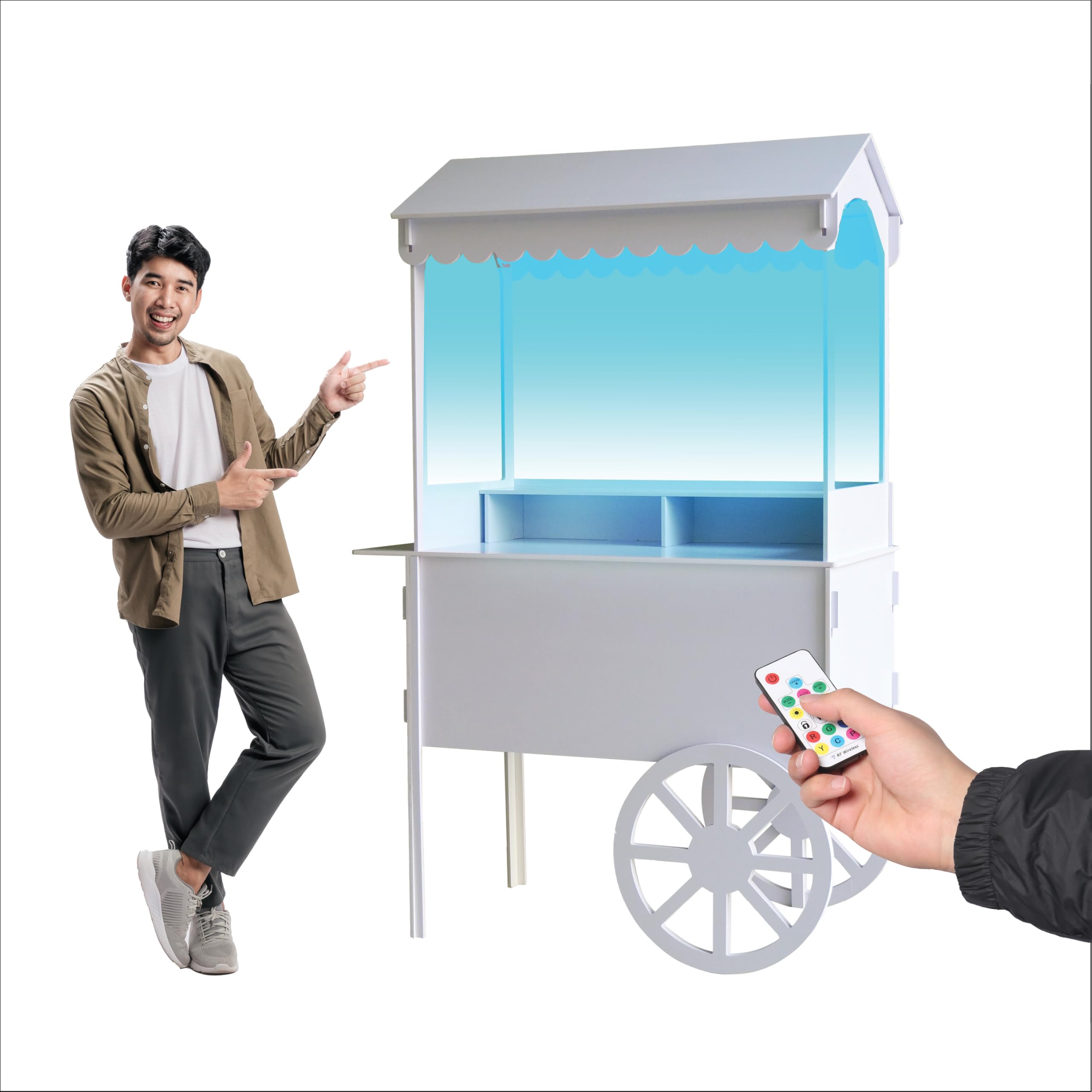 Photo 1 of 6 FT Tall LED Candy Cart with LED Lights, Shelf, Wheels for Candy and Dessert Display - Decoration for Parties, Weddings, Bar/Bat Mitzvah - Bar Cart - 24” x 46” x 72” In Carrito De Dulces Para Fiestas