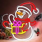 Christmas Neon Sign Waving Snowman Neon Sign for Wall Decor Led Neon Animated Christmas Lights Looks Like Snowman Waving Xmas Light Up Signs for Window Bedroom Festival Party Home Decoration Gift