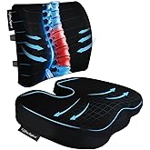 assountgh Seat Cushion &Office Chair Cushion,Lumbar Support Pillow for Office Chair,Ergonomic Memory Foam Non-Slip Office Chair Cushion,Back Support Cushions for Tailbone&Sciatica Pain Relief Black