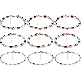 SATINIOR 9 Pieces Handmade Evil Eye Beads Chain Bracelet Adjustable Amulet Jewelry for Women Girls Kids Family