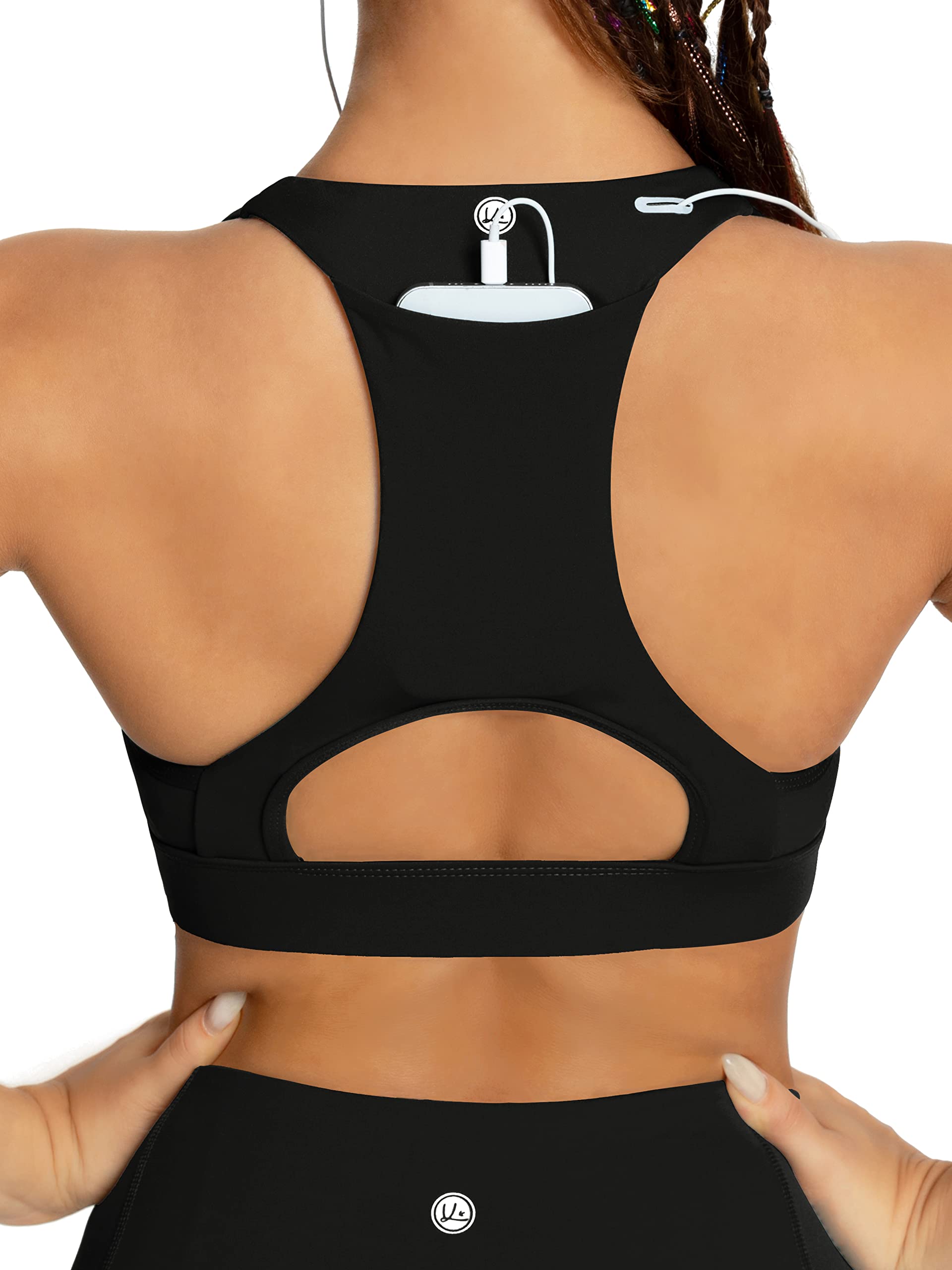 Photo 1 of QUEENIEKE Women's Medium Support Back Pocket Energy Sport Bra Cotton Feel Size S Color Black