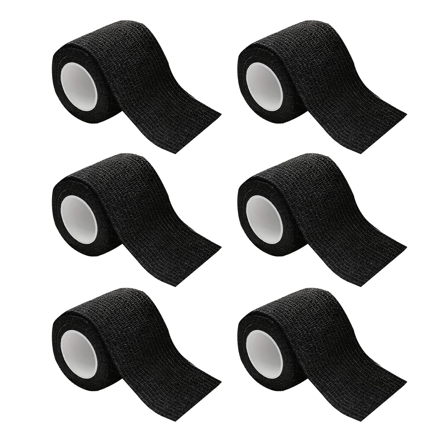 Miaija 6 Rolls Tattoo Grip Needle Bandage 5 Cm Wide Tattoo Grip Cover Wrap Tape Elastic Self Cohesive Tattooes Needle Bandage for Tattoo Machine Grips Tube Accessories (Black)