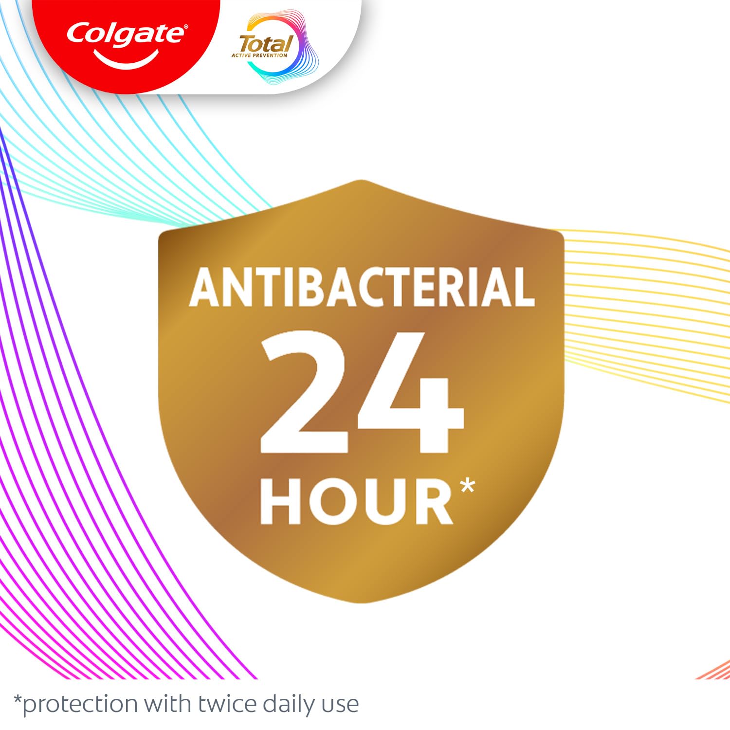 Colgate Total Pro-Shield Alcohol Free Mouthwash, Antibacterial Formula, Peppermint - 500 mL, 16.9 fluid ounce (6 Pack)