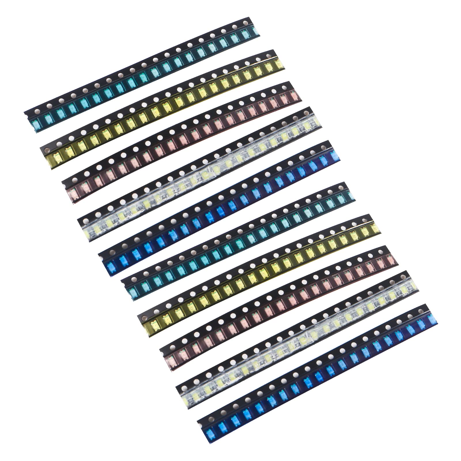 Photo 1 of (5 Colors x 40 pcs = 200 pcs) 1206 SMD LED Diode Lights Assorted Kit (Mini Chip 3.2mm x 1.6mm for PCB DC 20mA) Super Bright Lighting Bulb Lamps Electronics Components Light Emitting Diodes Chips
