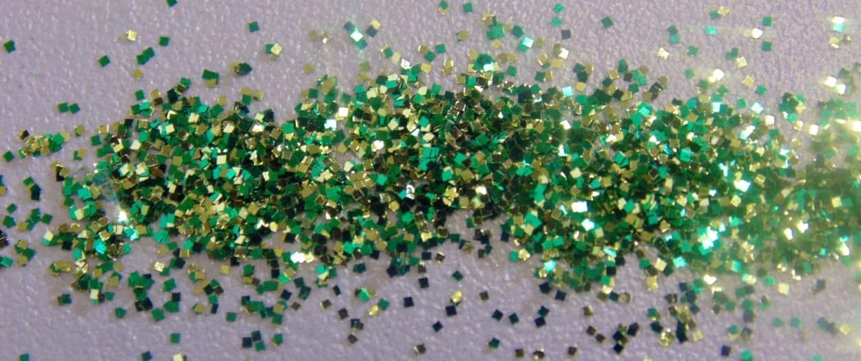 Vintage Paint Emerald Treuse Gold Square Metal Flake .015 3 Ounce with Shaker Jar