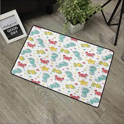 Amazon Com Hroomdecor Nursery Floor Mat Cartoon Sea Creatures