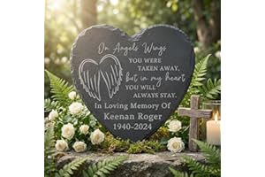 Personalized Memorial Garden Stone, Custom Engraved Photo Name Plaque for Loss of Loved One, Father, Mother, Grave Decoration