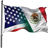 America And Mexico Mexican Flag 3x5 Ft Double Sided Vivid Color, Indoor/Outdoor Yard Garden Lawn Holiday Decoration Banner Sign