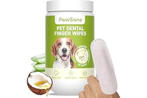 PawSono Dog Teeth Cleaning Wipes, Fresh Breath Pet Dental Finger Wipes for Dogs & Cats, Dog Dental Wipes Teeth Wipes, Lick-Safe Pet Toothbrus for Easy Removal of Tartar Buildup, Unscented, 50 PCS