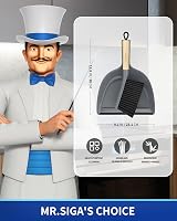 MR.SIGA Dustpan and Brush Set Bamboo Handle Grey Durable Bristles view 2