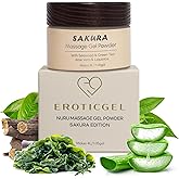 Japanese Nuru Massage Gel Powder 40g – Sakura Edition | Aloe Vera, Seaweed, Liquorice, & Green Tea | Made in Japan | Vegan, Odourless, Stain-Free | Paraben & Glycerine Free | Makes 1.05 gal