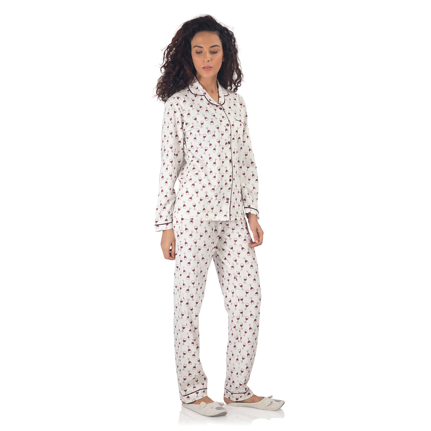 nite flite women's wine pyjama set