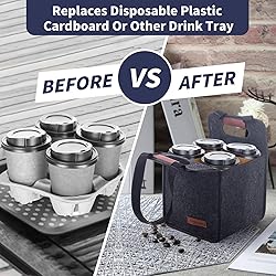 Foyego 4 Cup Drink Carrier with Handle, Reusable